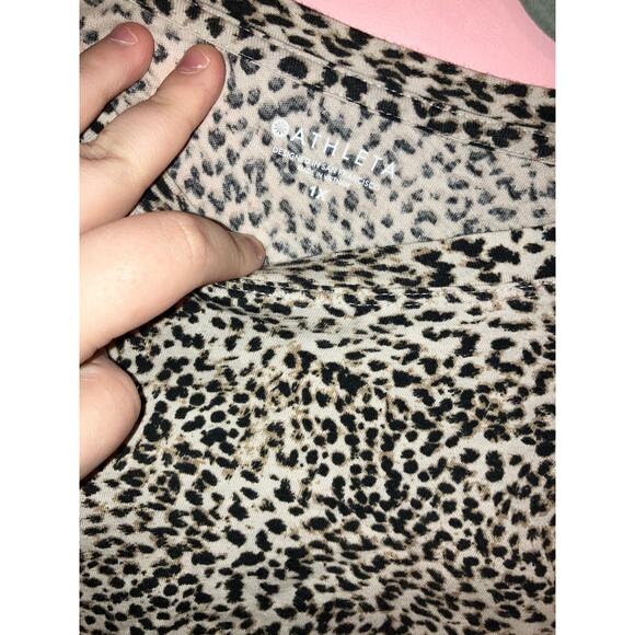 Athleta Brown Black Animal Print Cotton Tee Shirt Size 1X - Picture 2 of 5